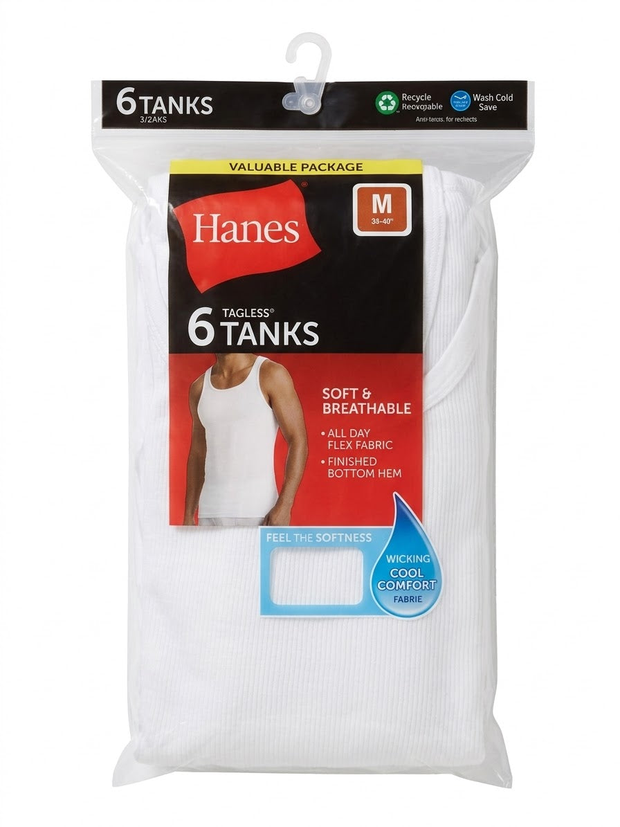 Hanes, Men's Sleeveless Undershirt 6Pk.