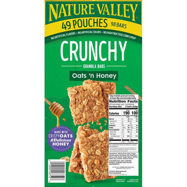 Nature Valley Granola Bars, Oats 'n Honey, Crunchy