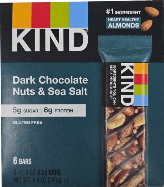Kind Gluten Free Dark Chocolate Nuts & Sea Salt Bars 6 ct