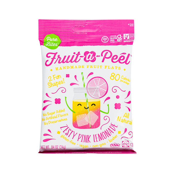 Pure Bites Kosher For Passover Fruit-A-Peel Zesty Pink Lemonade Fruit Flats