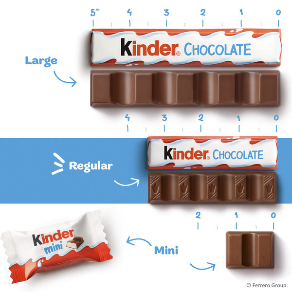 Kinder Chocolate Mini, 12.7 oz, Up to 60 Minis, Milk Chocolate Bar with Creamy Milky Filling, Individually Wrapped Candy, Family Pack