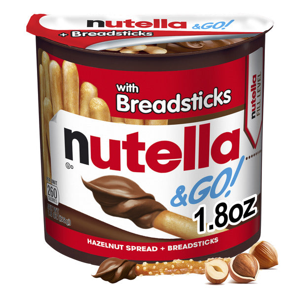 Nutella & Go Chocolate Hazelnut Spread with Cocoa + Breadsticks, Portable Single Serve Snack Pack, 1.8 oz