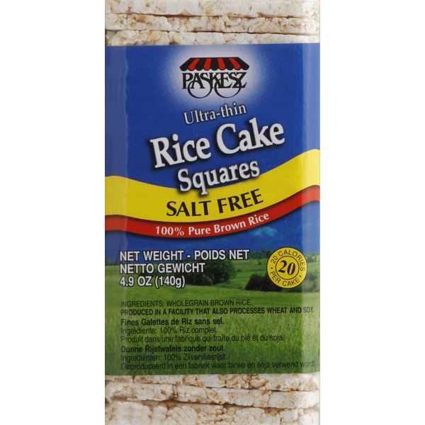Paskesz Candy Company Rice Cake Squares, Ultra-Thin, Salt Free