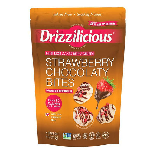Drizzilicious Mini Rice Cake Bites, Strawberry Chocolaty!