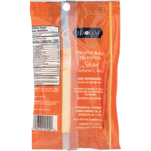Haolam Natural Orange Rind Muenster Sliced Cheese