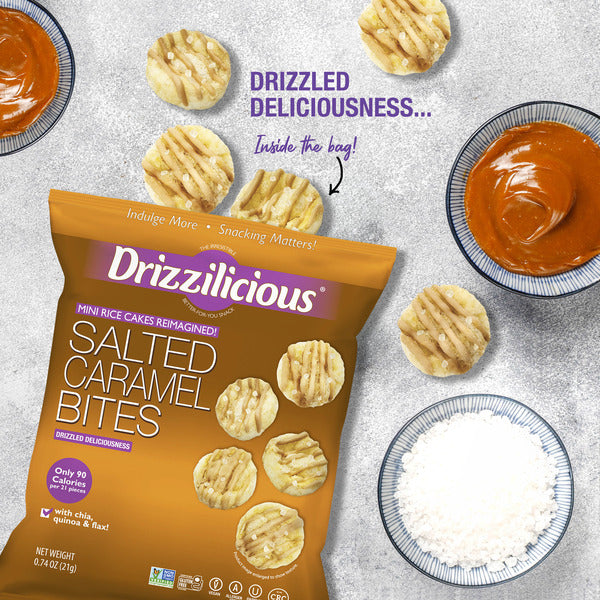 Drizzilicious Mini Rice Cake Bites, Salted Caramel!